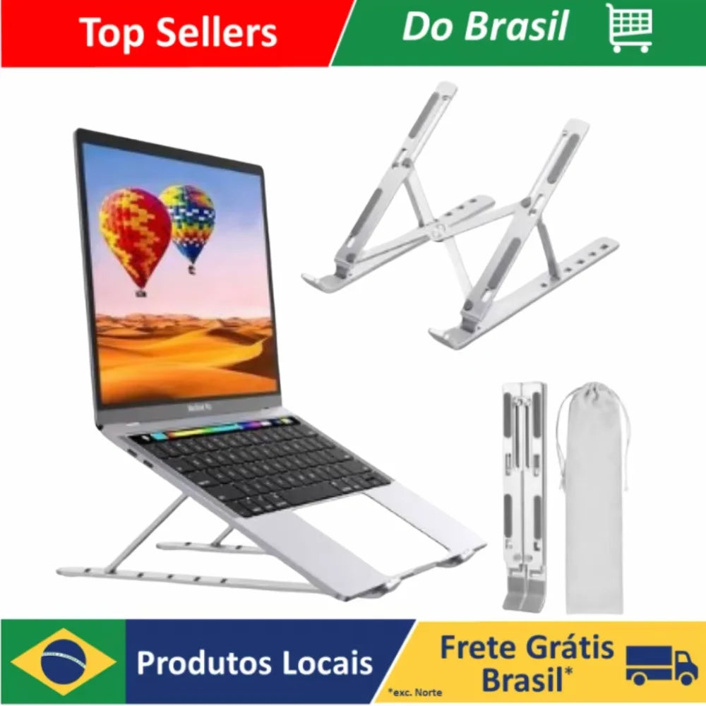 Suporte de Alumínio Ajustável para Notebook e MacBook – Ergonomia e Conforto no Escritório