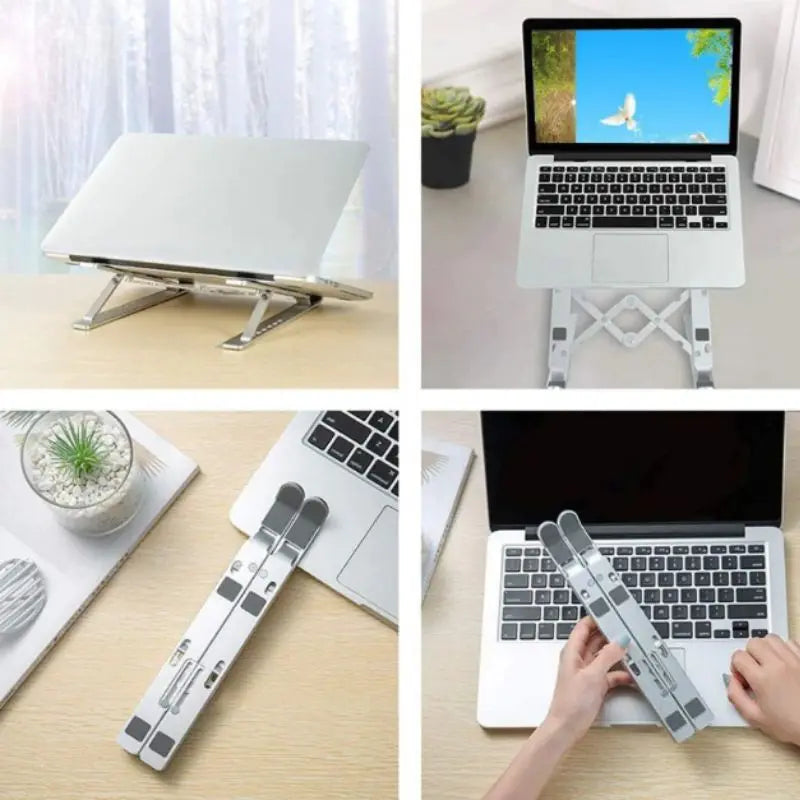 Suporte de Alumínio Ajustável para Notebook e MacBook – Ergonomia e Conforto no Escritório