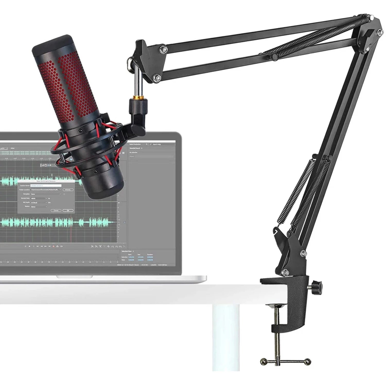 Articulated Arm For Professional Adjustable Table Microphone Compatible with HyperX Quadcast for Podcast and Recording