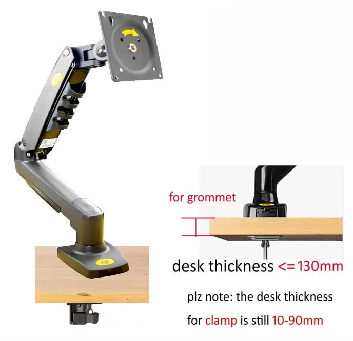 NB NEW F80 17-30" 2-9kg dual arm air press gas spring vesa 100x100 monitor desk mount stand clamp grommet base PC desk holder