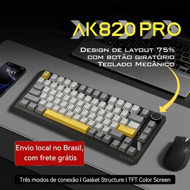 AJAZZ AK820 / AK820 Pro Free shipping for local shipments from Brazil Mechanical Keyboard 82 Keys Gamer Keyboard for Laptop PC