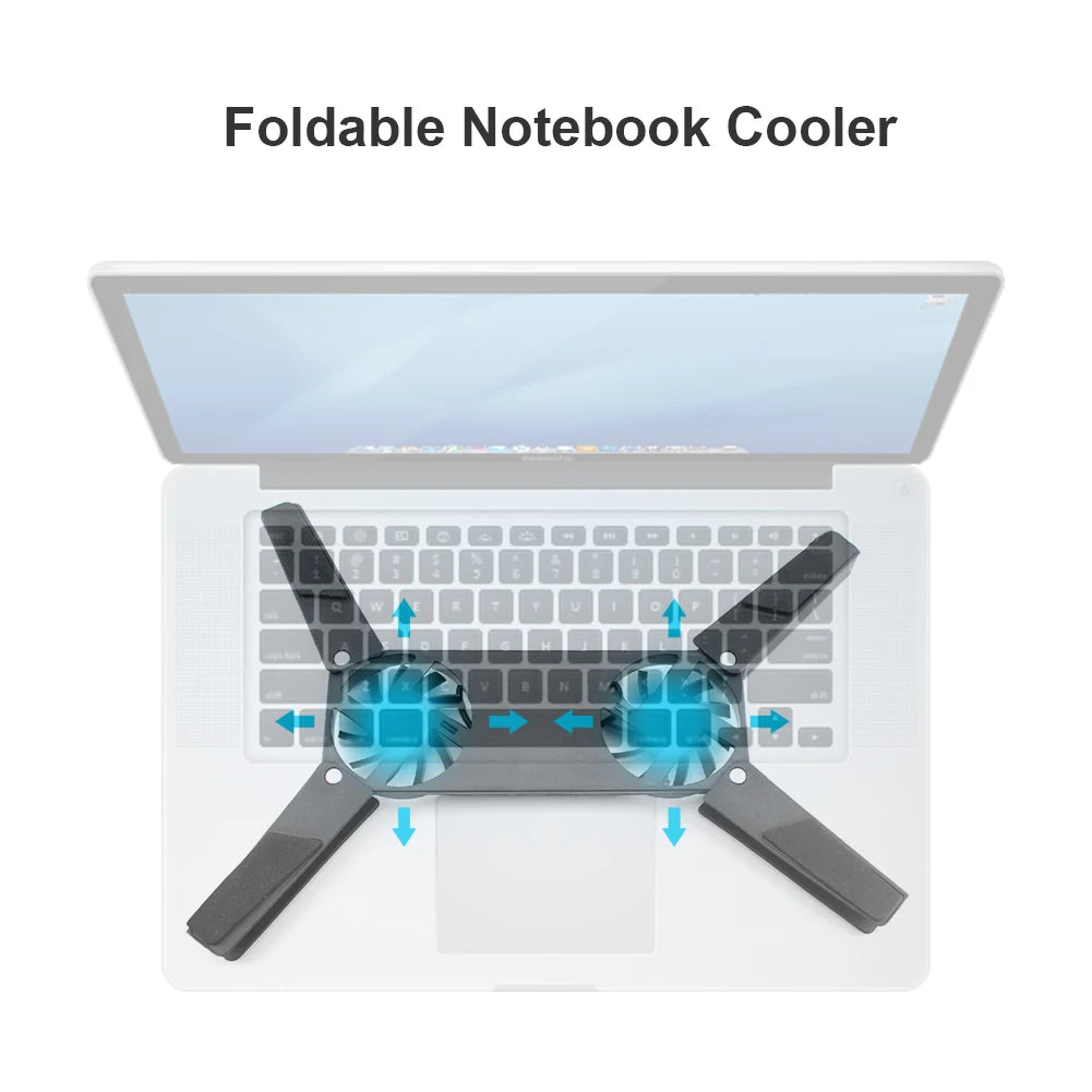 Foldable Cooling Pad Laptop Cooler with Double Fans Laptop Stand USB Powered for 7-15 inch Notebook PC LCD Display Cooler Holder