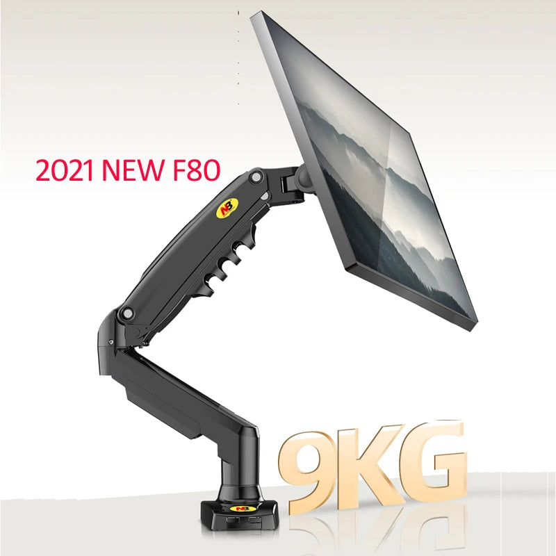 NB NEW F80 17-30" 2-9kg dual arm air press gas spring vesa 100x100 monitor desk mount stand clamp grommet base PC desk holder
