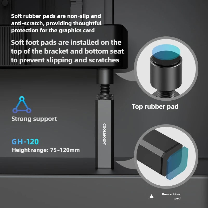 Aluminum Magnetic Adjustable GPU Stand Holder Vertical Graphics Card Support Bracket Extendable Scissor Jack for PC Case Black