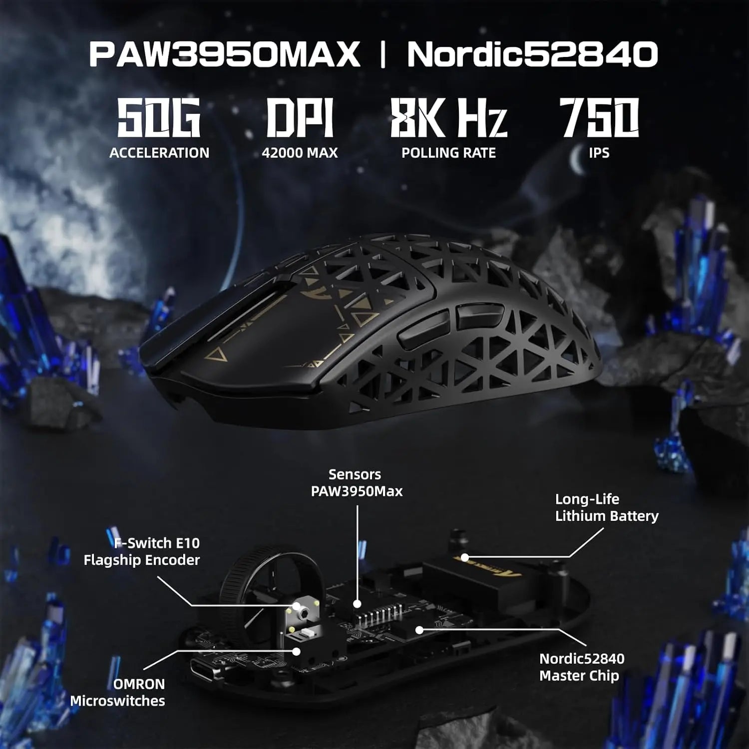 ATTACK SHARK R5 Ultra 39g Carbon Fiber 8000Hz Wireless Gaming Mouse, 42000DPI