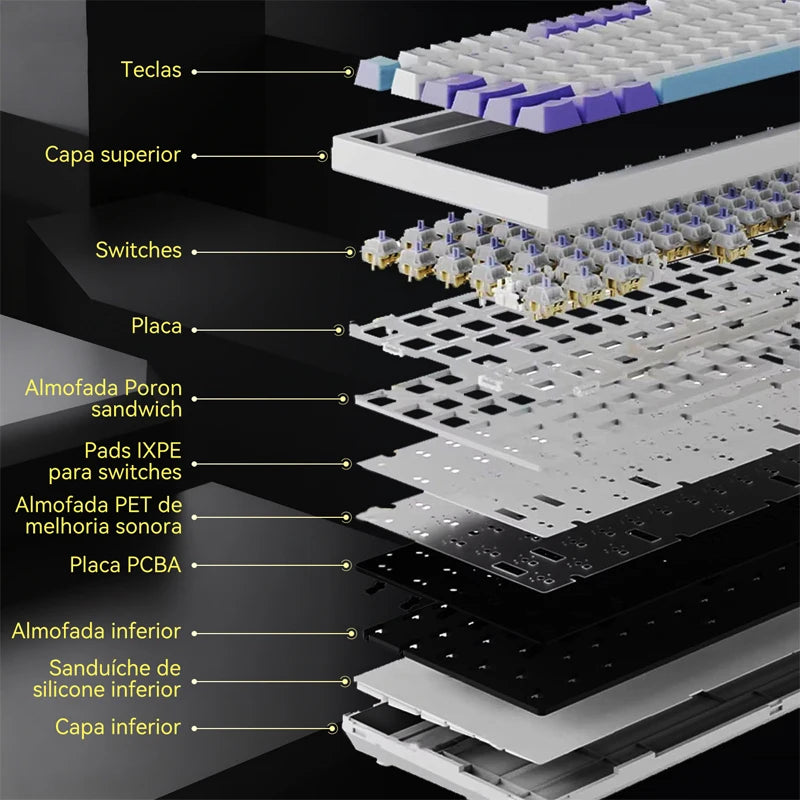 AJAZZ AK820 / AK820 Pro Free shipping for local shipments from Brazil Mechanical Keyboard 82 Keys Gamer Keyboard for Laptop PC