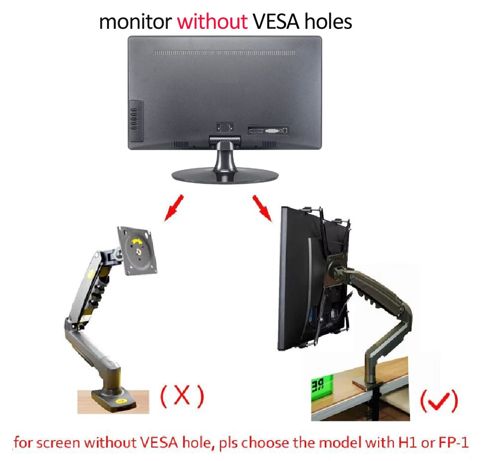 NB NEW F80 17-30" 2-9kg dual arm air press gas spring vesa 100x100 monitor desk mount stand clamp grommet base PC desk holder