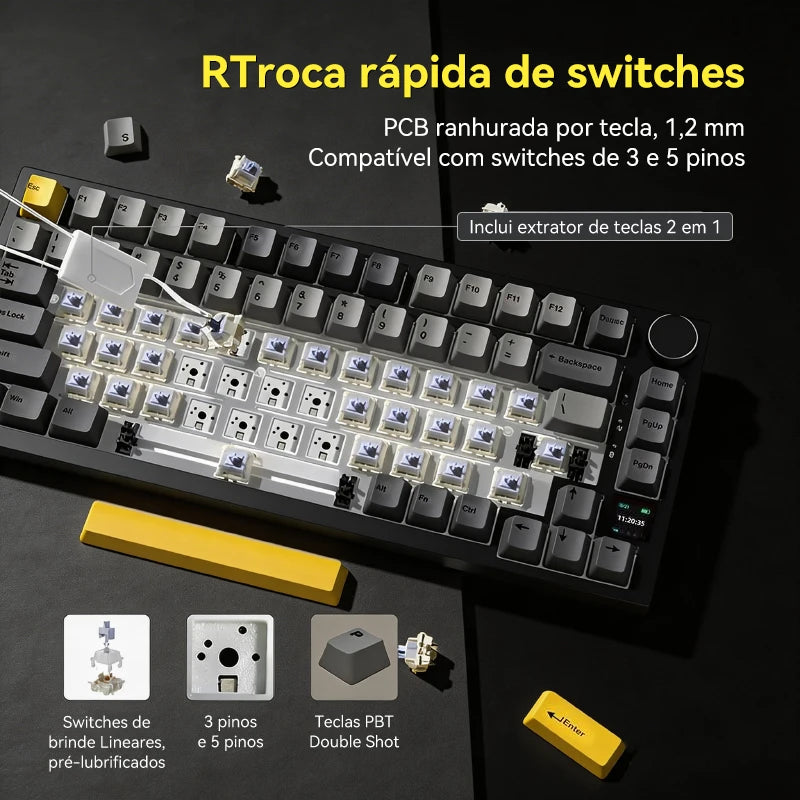 AJAZZ AK820 / AK820 Pro Free shipping for local shipments from Brazil Mechanical Keyboard 82 Keys Gamer Keyboard for Laptop PC